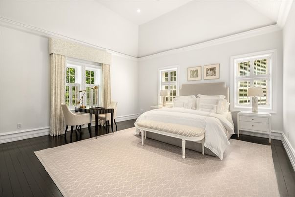 Bedroom, Dining room, Interior, Recessed Lighting, Wood Texture Flooring