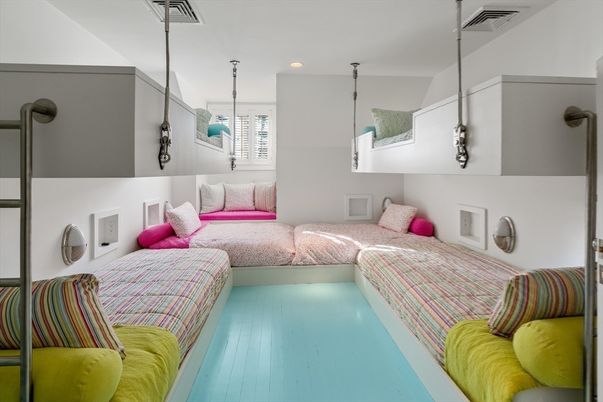 Bedroom, Interior, Pendant Lights, Wood Texture Flooring