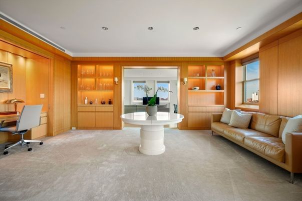 Home Office, Interior, Recessed Lighting, Wooden Walls