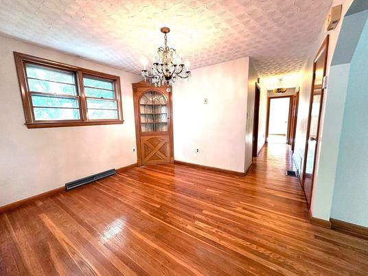 Chandelier, Empty room, Interior, Wood Texture Flooring