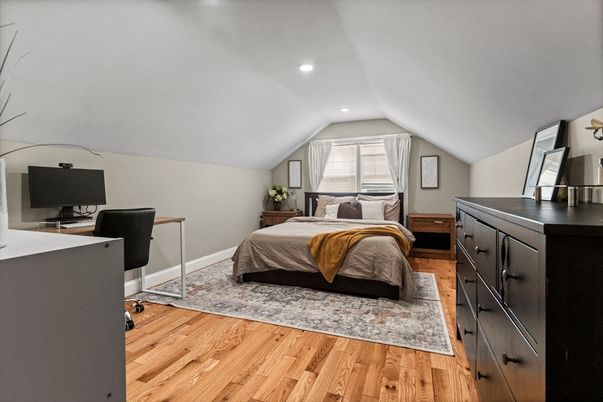 Bedroom, Home Office, Interior, Recessed Lighting, Wood Texture Flooring