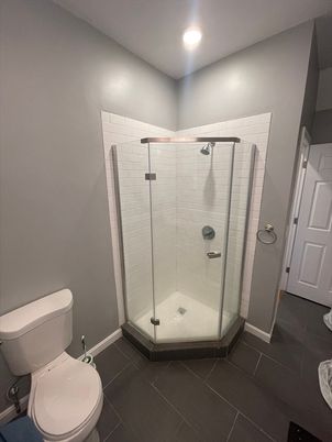 Bathroom, Glass Shower, Interior, Recessed Lighting