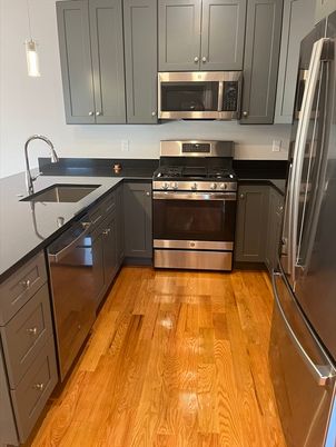 Interior, Kitchen, Stainless Steel Appliances, Wood Texture Flooring
