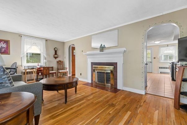 Dining room, Fireplace, Interior, Wood Texture Flooring