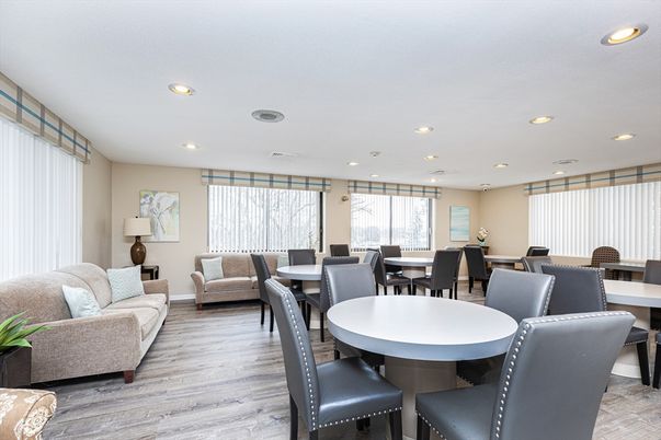 Dining room, Interior, Living room, Recessed Lighting, Wood Texture Flooring