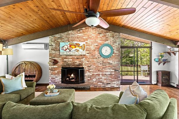 Fireplace, Interior, Living room, Stone Walls, Wooden Beams, Wooden Ceilings, Wood Texture Flooring