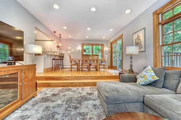 Dining room, Interior, Kitchen, Living room, Pendant Lights, Recessed Lighting, Wood Texture Flooring