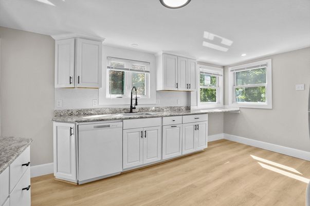 Interior, Kitchen, Recessed Lighting, Wood Texture Flooring
