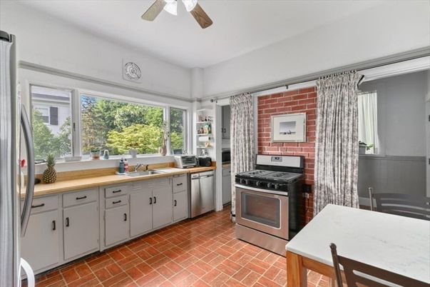 Interior, Kitchen, Stainless Steel Appliances, Stone Walls