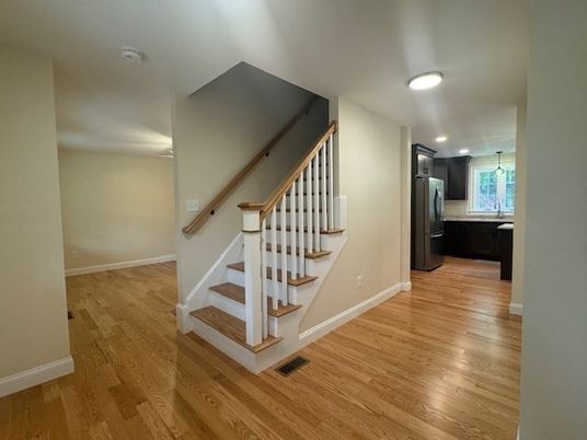 Interior, Kitchen, Pendant Lights, Recessed Lighting, Wood Texture Flooring
