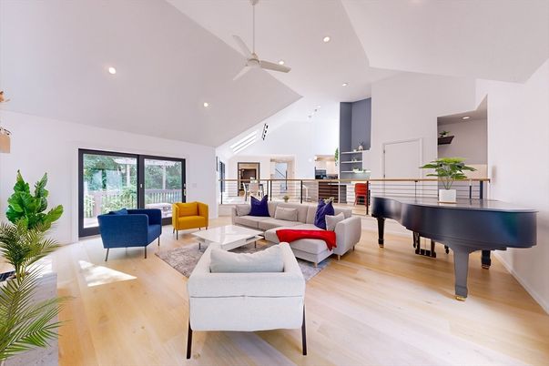 Interior, Living room, Piano, Recessed Lighting, Wood Texture Flooring