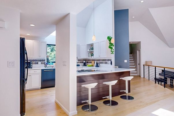 Interior, Kitchen, Pendant Lights, Recessed Lighting, Wood Texture Flooring