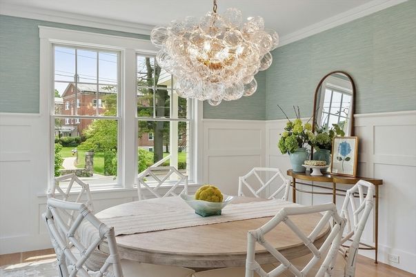 Chandelier, Dining room, Interior, Wood Texture Flooring