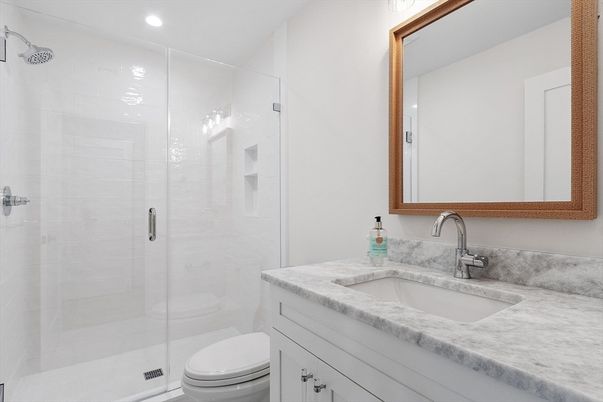 Bathroom, Glass Shower, Interior, Recessed Lighting