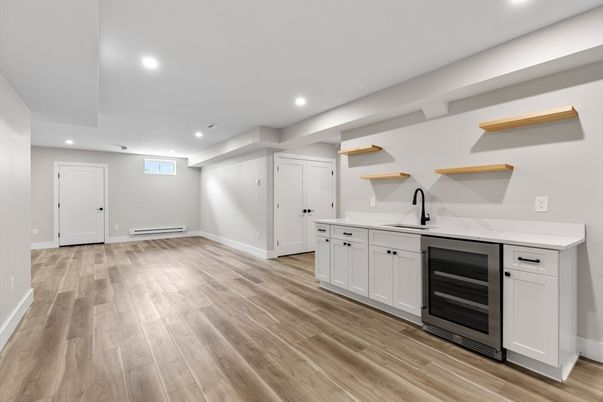 Interior, Kitchen, Recessed Lighting, Wood Texture Flooring