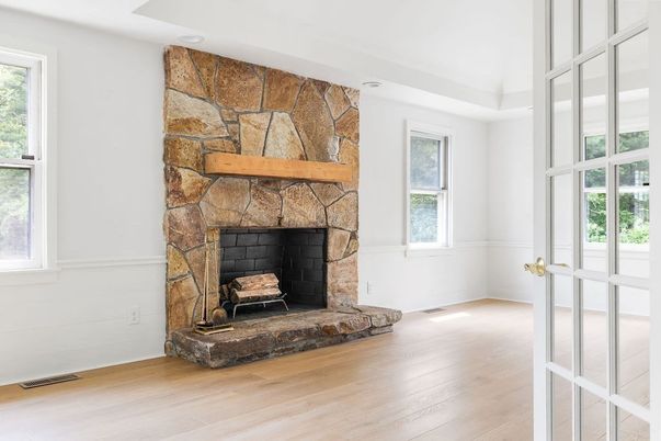 Fireplace, Interior, Stone Walls, Wood Texture Flooring