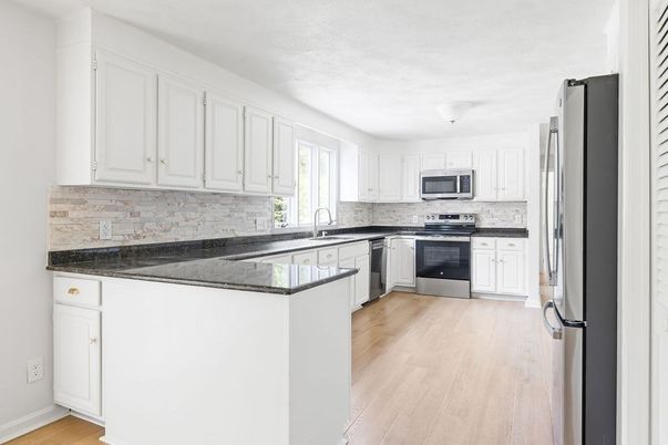 Interior, Kitchen, Stainless Steel Appliances, Wood Texture Flooring