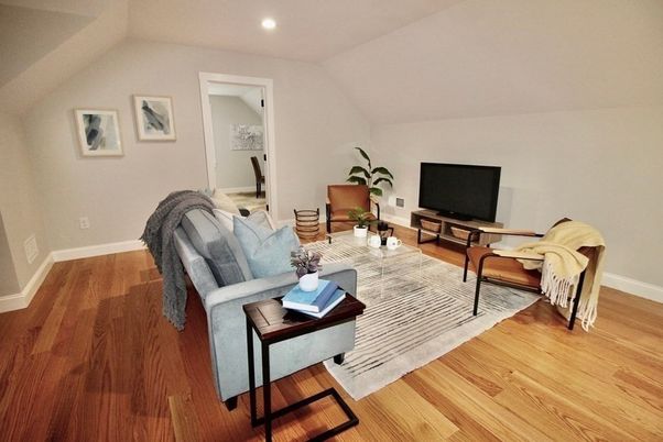 Interior, Living room, Recessed Lighting, Wood Texture Flooring