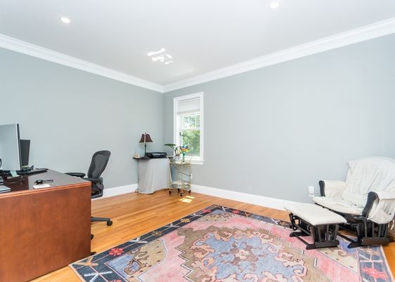 Home Office, Interior, Recessed Lighting, Wood Texture Flooring