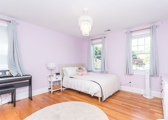 Bedroom, Chandelier, Interior, Piano, Wood Texture Flooring