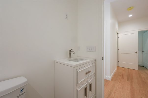 Bathroom, Interior, Recessed Lighting, Wood Texture Flooring