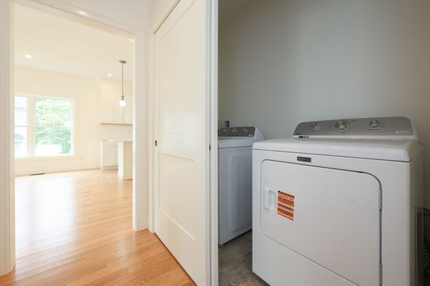 Interior, Pendant Lights, Recessed Lighting, Utility Closets, Washer, Wood Texture Flooring