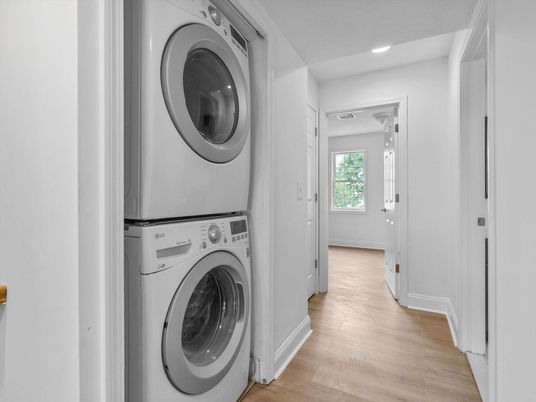 Interior, Recessed Lighting, Utility Closets, Washer, Wood Texture Flooring