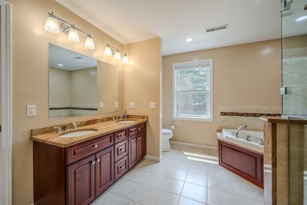 Bathroom, Dual Sink Vanities, Glass Shower, Interior, Recessed Lighting