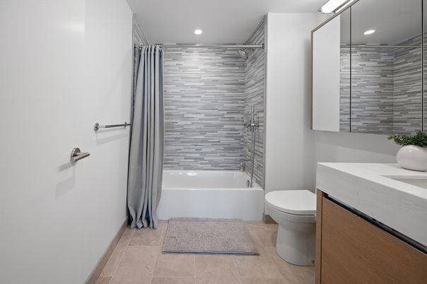 Bathroom, Glass Shower, Interior, Recessed Lighting