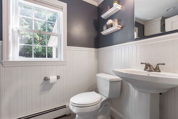 Bathroom, Interior, Recessed Lighting, Wood Texture Flooring