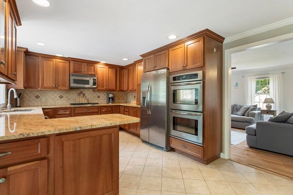 Interior, Kitchen, Living room, Recessed Lighting, Stainless Steel Appliances, Wood Texture Flooring