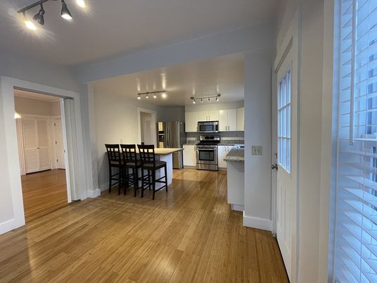 Interior, Kitchen, Stainless Steel Appliances, Wood Texture Flooring