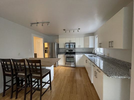 Interior, Kitchen, Stainless Steel Appliances, Wood Texture Flooring