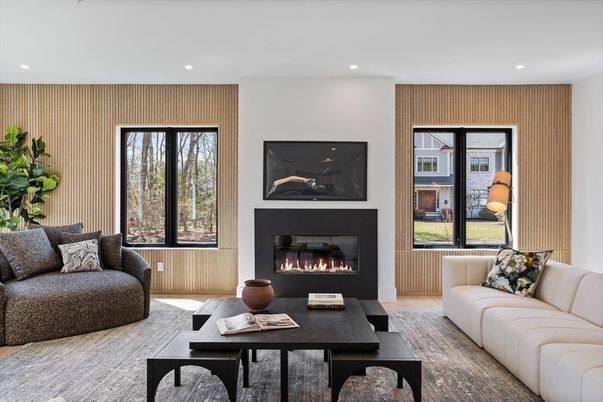 Fireplace, Interior, Living room, Recessed Lighting