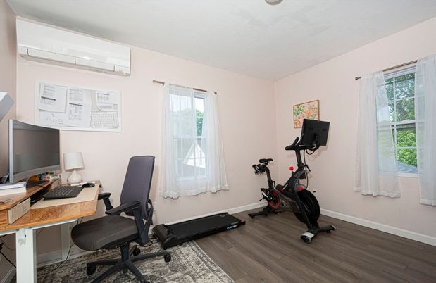 Fitness Equipment, Home Office, Interior, Wood Texture Flooring