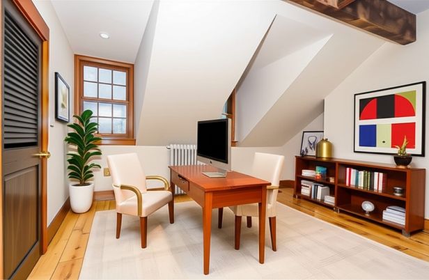 Home Office, Interior, Recessed Lighting, Wood Texture Flooring