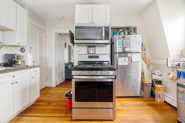 Interior, Kitchen, Stainless Steel Appliances, Wood Texture Flooring