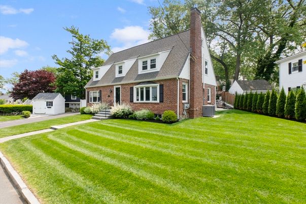Backyard, Detached Garage, Exterior, Facade, Brick Facade, Cape Cod
