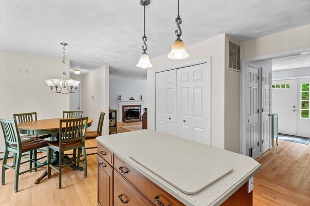 Interior, Kitchen, Pendant Lights, Recessed Lighting, Wood Texture Flooring