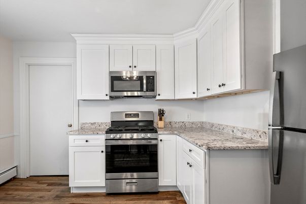 Interior, Kitchen, Stainless Steel Appliances, Wood Texture Flooring