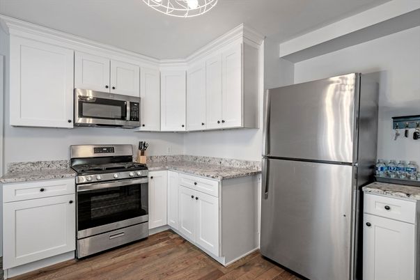 Interior, Kitchen, Stainless Steel Appliances, Wood Texture Flooring