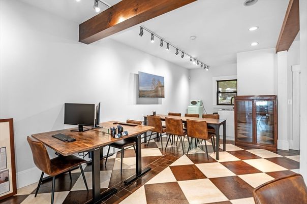 Home Office, Interior, Recessed Lighting, Wooden Beams