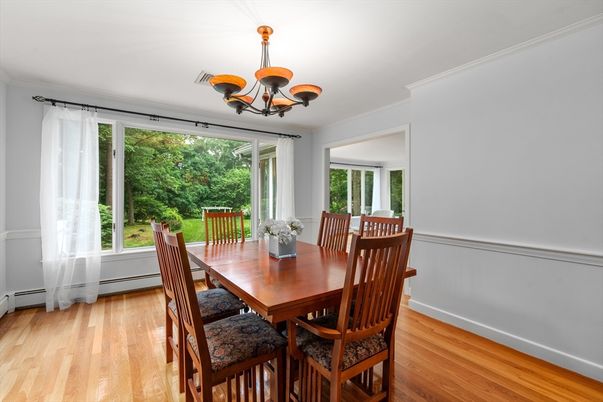 Chandelier, Dining room, Interior, Wood Texture Flooring
