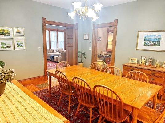 Chandelier, Dining room, Interior, Wood Texture Flooring