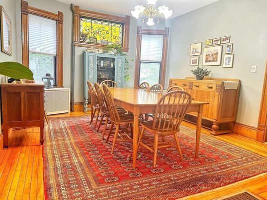 Chandelier, Dining room, Fireplace, Interior, Wood Texture Flooring