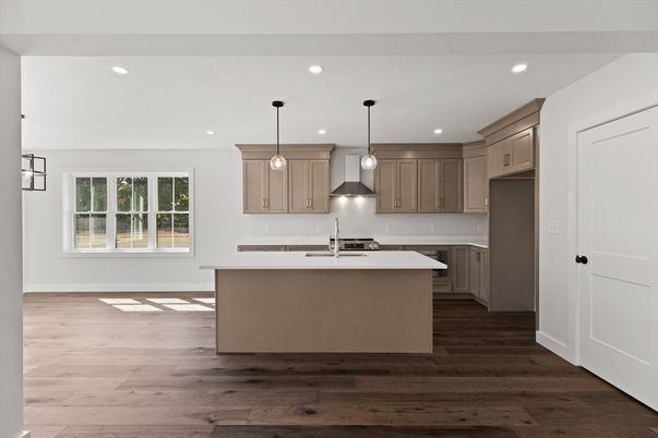 Interior, Kitchen, Pendant Lights, Recessed Lighting, Wood Texture Flooring