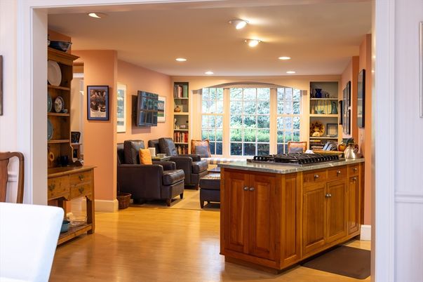Interior, Kitchen, Living room, Recessed Lighting, Wood Texture Flooring