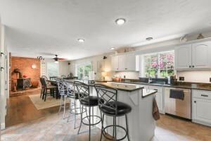 Dining room, Interior, Kitchen, Recessed Lighting, Stainless Steel Appliances, Wood Texture Flooring