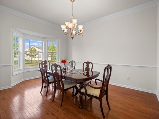 Chandelier, Dining room, Interior, Wood Texture Flooring