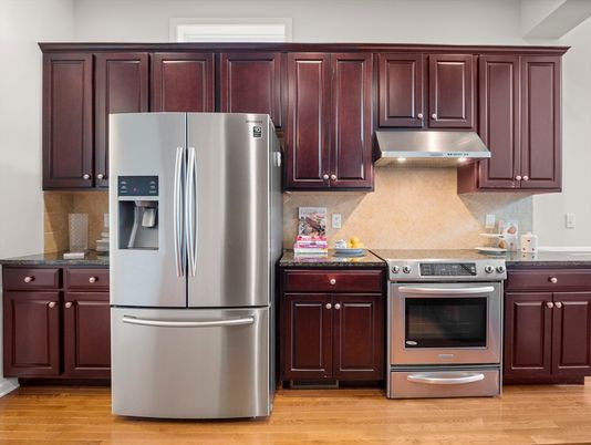 Interior, Kitchen, Stainless Steel Appliances, Wood Texture Flooring